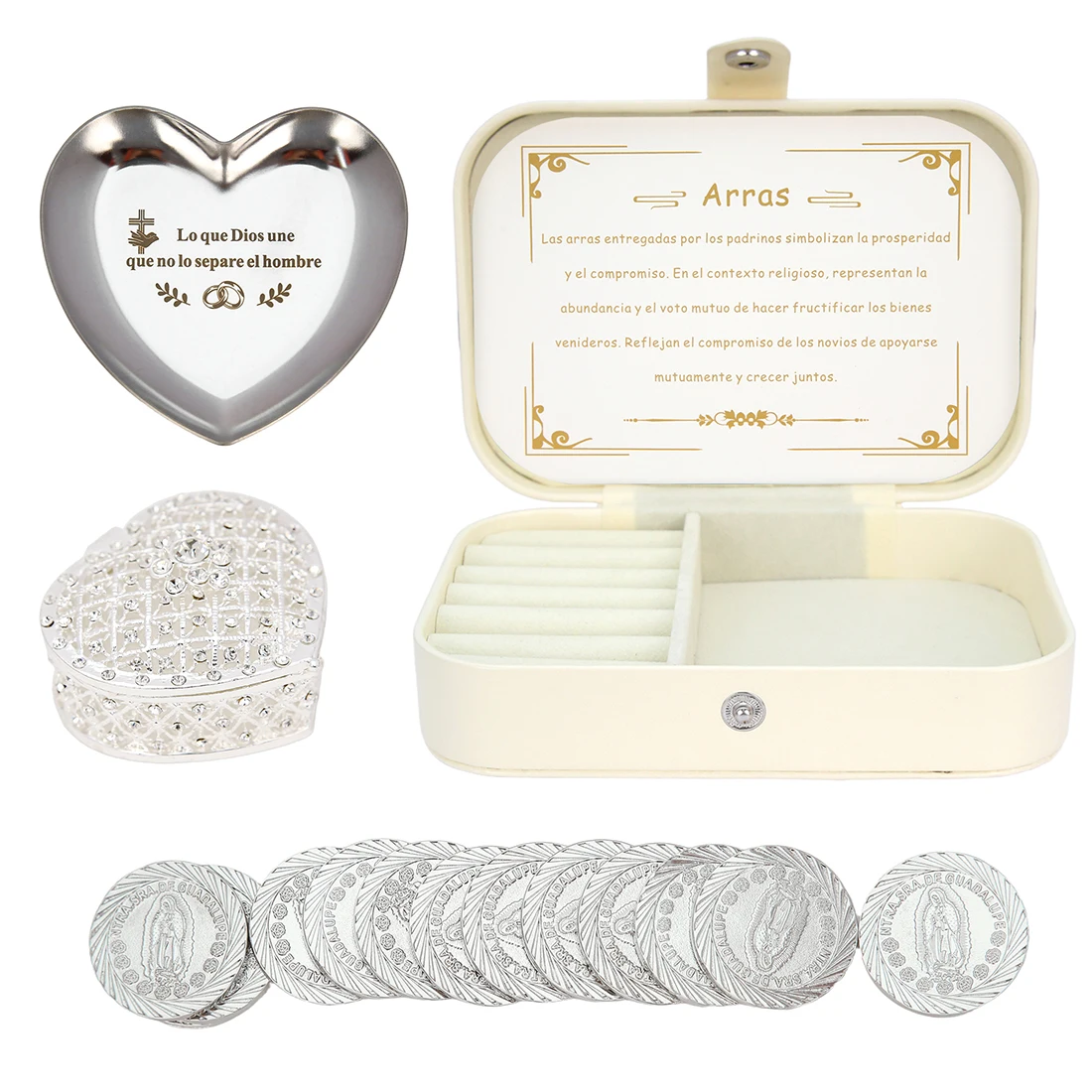 Nuestra virgen de Guadalupe chapada en oro - arras de matrimonio - monedas de boda - arras para boda católica