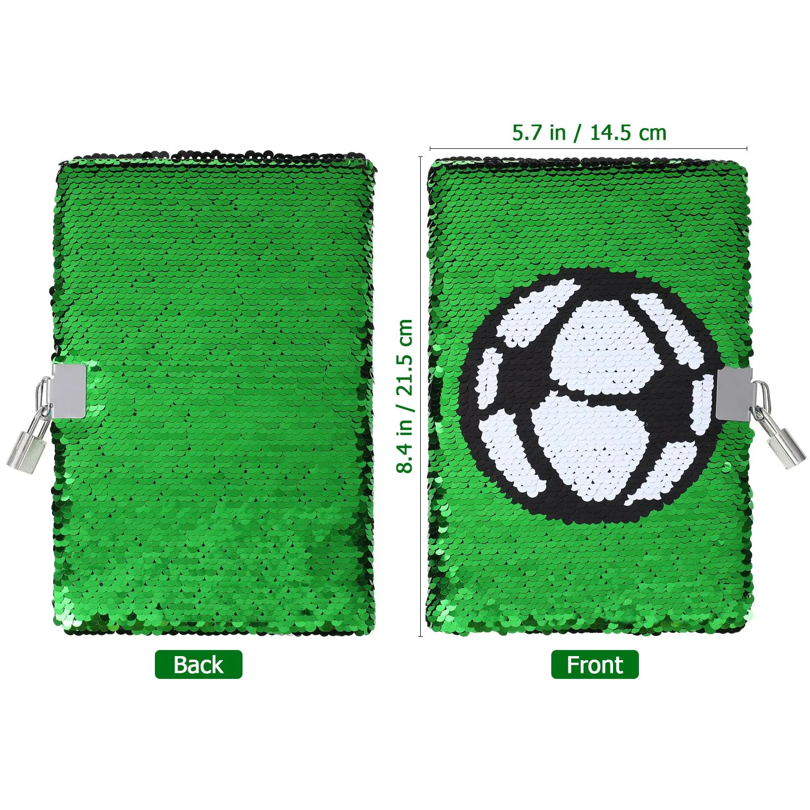 Imagem -06 - Sequin Diário Notebook para Crianças Jornal com Bloqueio Jornal de Futebol Notepad Soccer Key Planner Cadernos Diários Meninas e Meninos Presentes