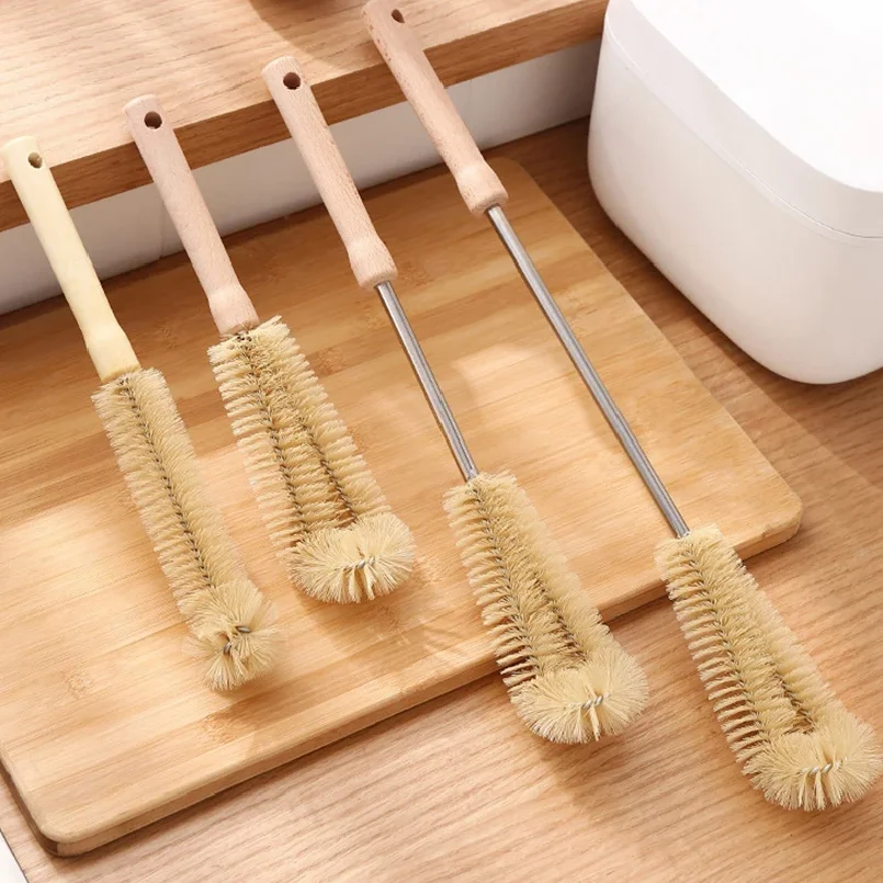 Wooden Bottle Cleaning Brush with Long Handle - Glass Scrubber for Stainless Steel Drink Bottles, Kitchen Tools,Cleaning Tools