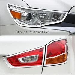 For Mitsubishi ASX Sport RVR 2011 2012 2013 2014 2015 Chrome Front Headlight + Rear Taillight Cover Trim Molding 2in1