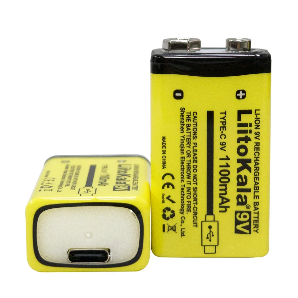 9V 1100mAh USB Rechargeable Lithium Battery  6F22 for Multimeter Microphone Toy Guitar KTV LiitoKala