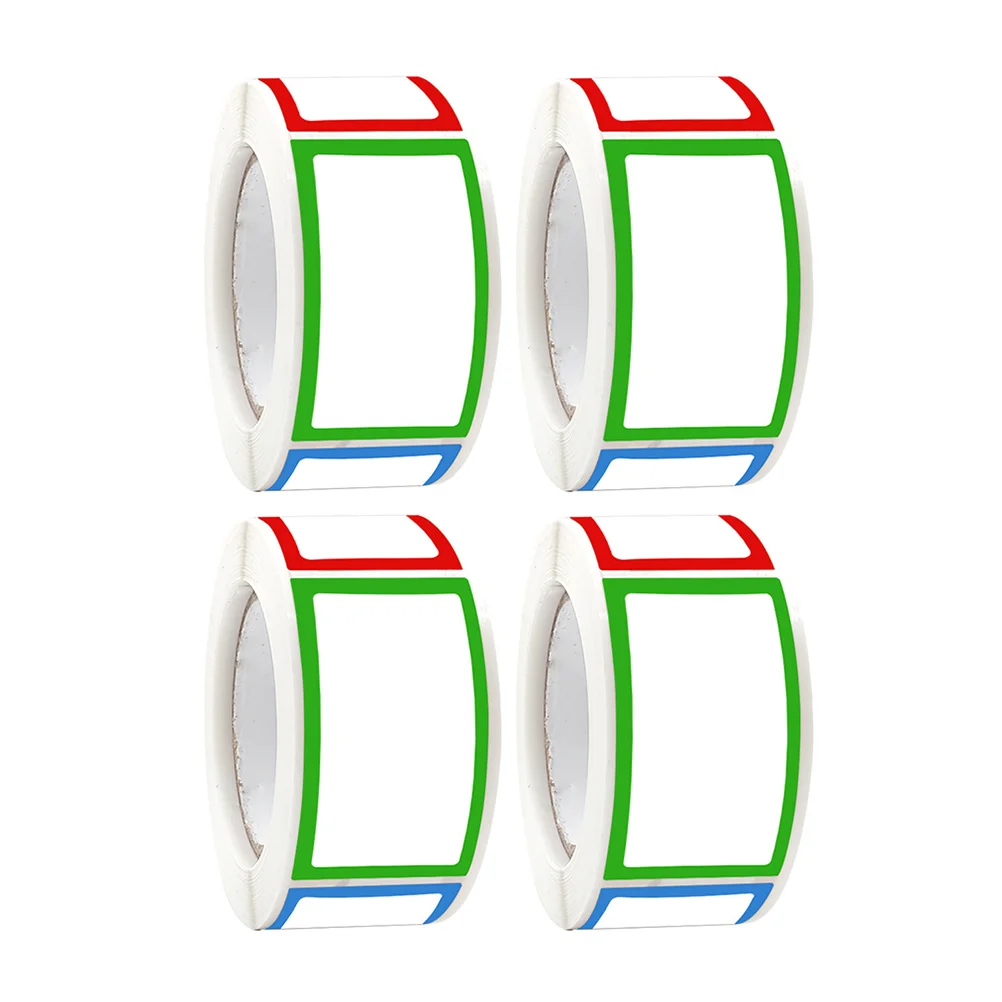 

4 Rolls Color Blank Stickers Office Labeling Labels Laundry for Jars Organizing Marking Adhesive Copper Plate Name Tag