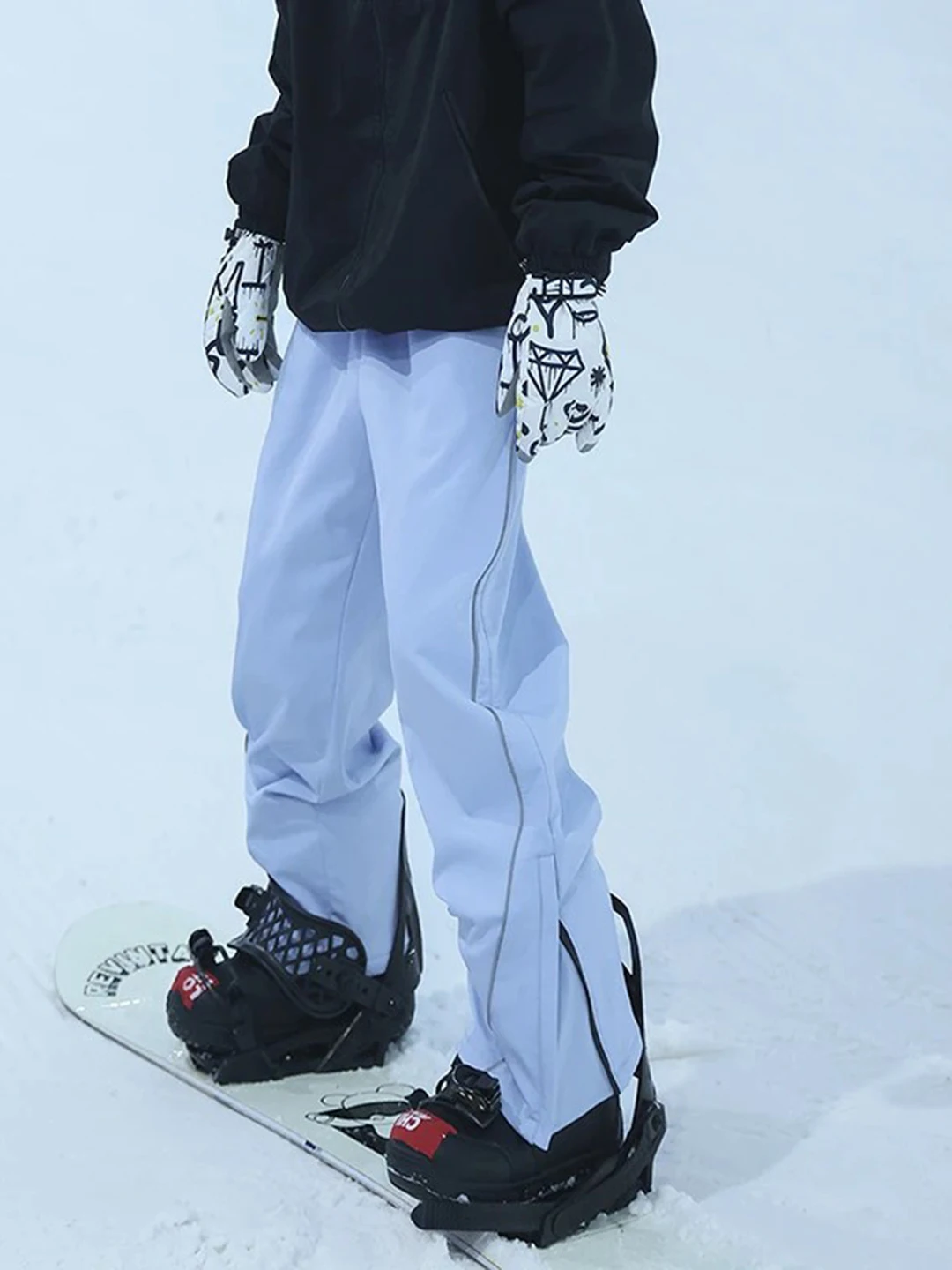 

Outdoor Men's Fce Lined Ski Pants Tee-Proof Warmth Hiking Mountain Climbing Trousers Polyester Fiber Straight Leg Pants