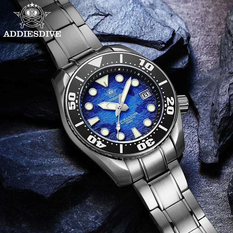 ADDIESDIVE Top brand AD2102 Automatic Watch Stainless Steel Dive Mechanical Watches 200m Waterproof luminous Luxury Wristwatches