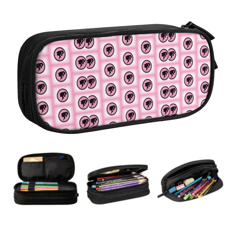 Barbies Silhouette Pattern Pencil Case, Grande Capacidade Pen Box Bag, Material escolar, Personalizado