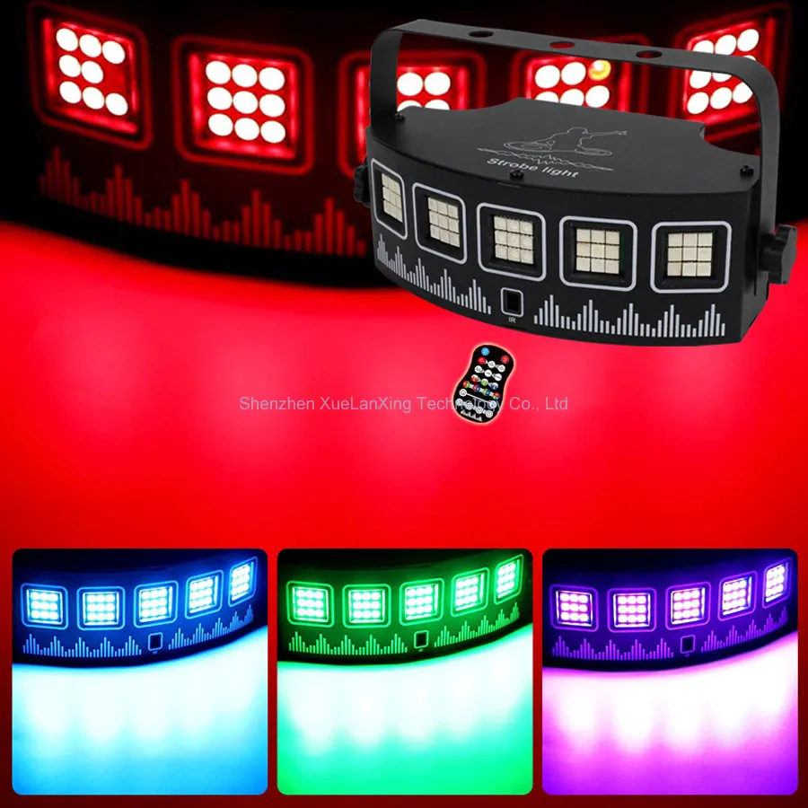 

5 LED Strobe Light RGB Full Colorful Dance DMX512 DJ Disco Party Christmas Decoration Birthday Lighting KTV Effect Stage Lamp H1