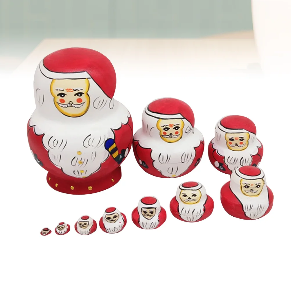 10 Uds. Conjuntos de anidación rusa de muñeco de nieve de Papá Noel, cajas de almacenamiento decorativas, joyería, regalo de dulces, colección de anidación de Papá Noel de Navidad