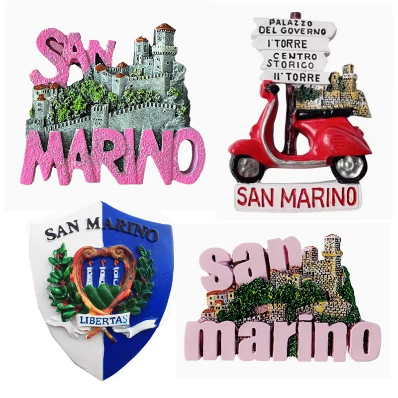 San Marino Three Towers Square Hand-painted 3D Fridge Magnets Tourism Souvenirs Refrigerator Magnetic Stickers