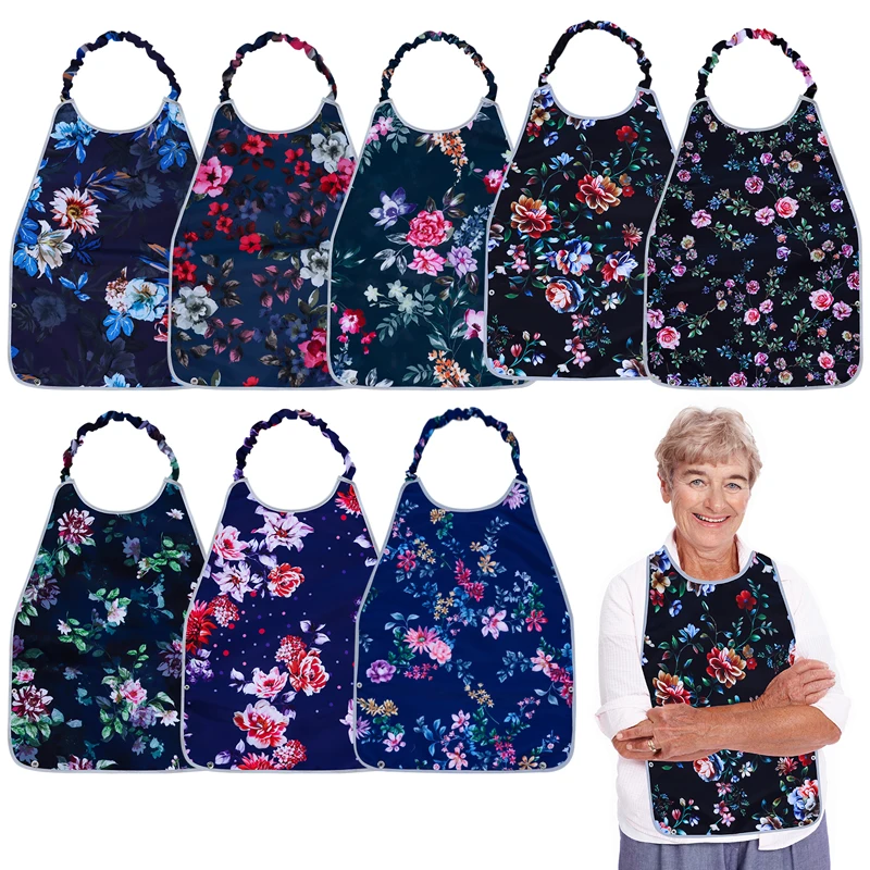 1-Pack Senior Dining Bib — Foldable Catch Pocket, Pinch-and-Slide Adjustable — Protects Clothing — Suitable for Adults