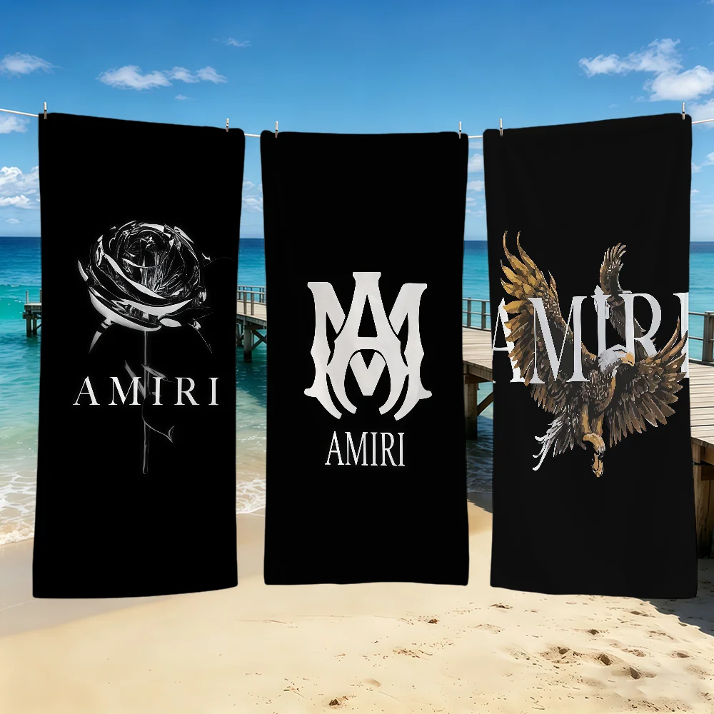 Toalla con logotipo A-AMIRI-ES a la moda, toalla fresca para acampar al aire libre, toalla de playa, toalla de verano súper absorbente de secado rápido
