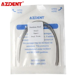 AZDENT-cables de arco de ortodoncia Dental, herramienta de acero inoxidable, redondo/Rectangular, forma ovalada, 10 unids/lote/paquete