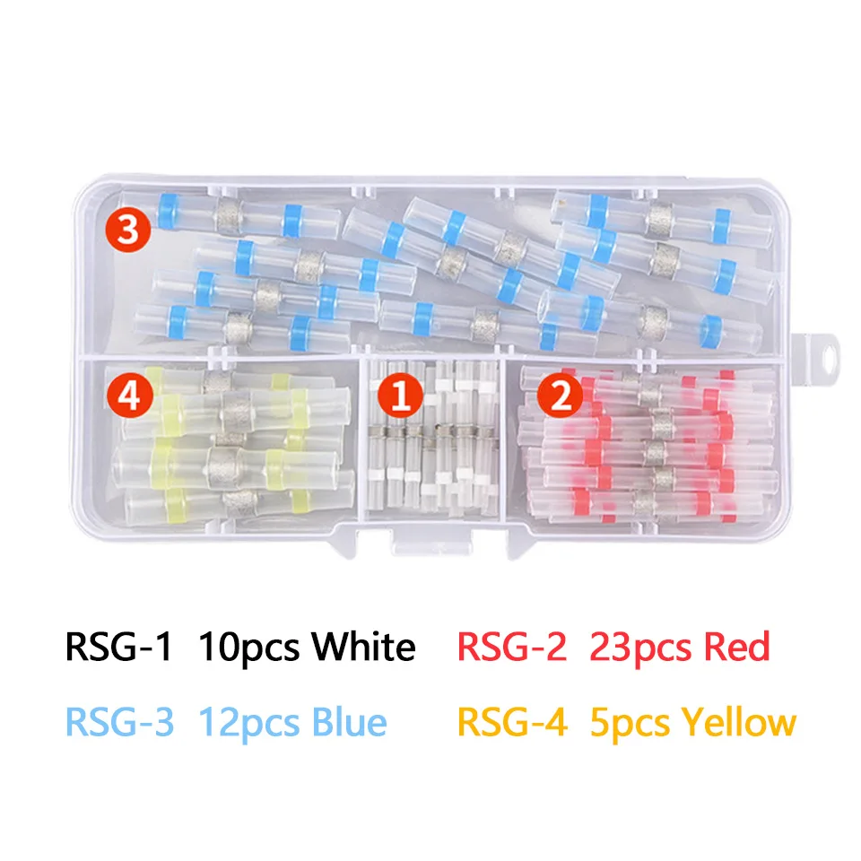 50 stücke Stücke Wasserdichte Solder Dichtung Zinn Ring Schrumpf Butt Draht Stecker Terminal Elektrische Kupfer Band Solder Hülse