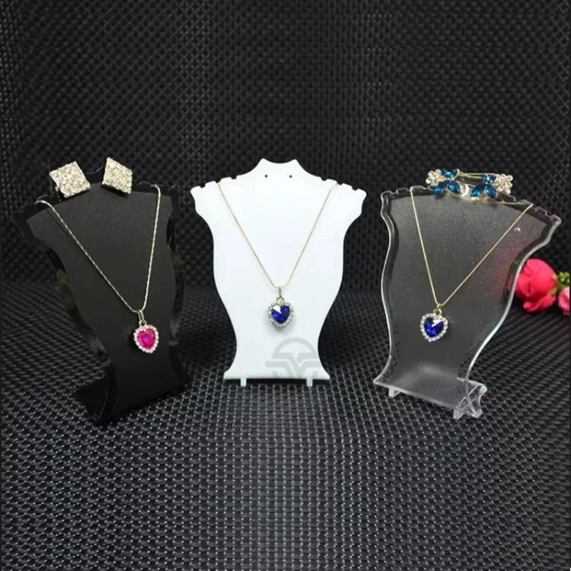 

3 Pieces Acrylic Mini Necklace Display Stand Simple Model Pendant Mannequin Jewelry Rack Holder Earrings Display Storage Stands