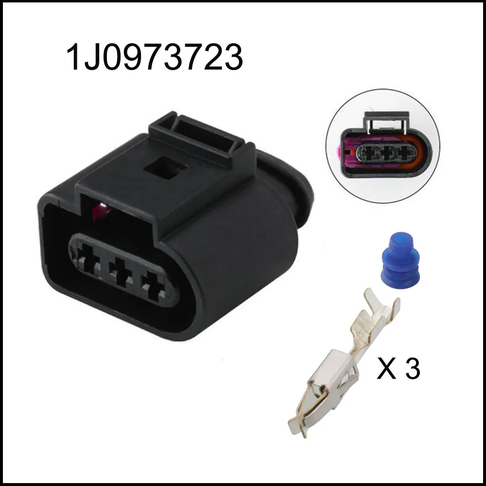 100SET 1J0973723 auto Waterproof cable connector 3 pin automotive Plug famale male socket Includes terminal seal