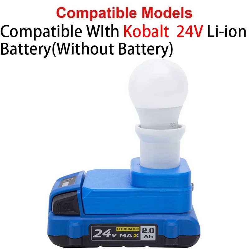 Portable E27 Socket LED Light Bulb for Kobalt 24V Li-ion Battery 5W LED Work Light E27 Bulb Portable Work Light
