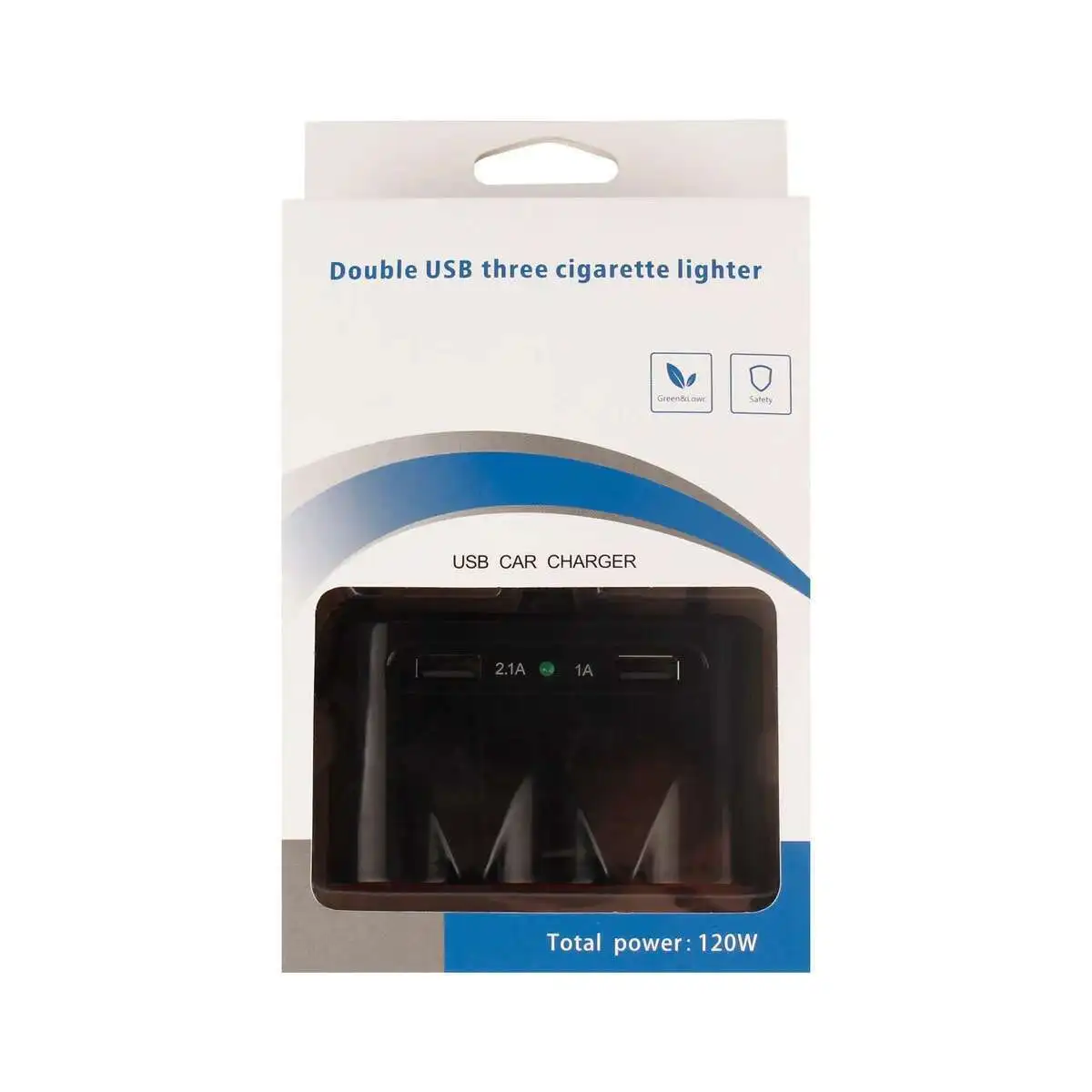 120W One Drag Three Vehicle Point Smoke Detector Both USB Vehicle Charger Automobile Distributor