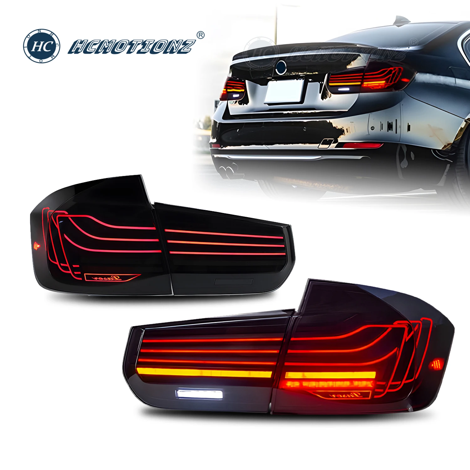 

HCMOTIONZ LED Tail Lights for BMW 3 Series 2013-2018 M3 F80 F30 Animation DRL Car Back Rear Lamps Assembly CLS Design