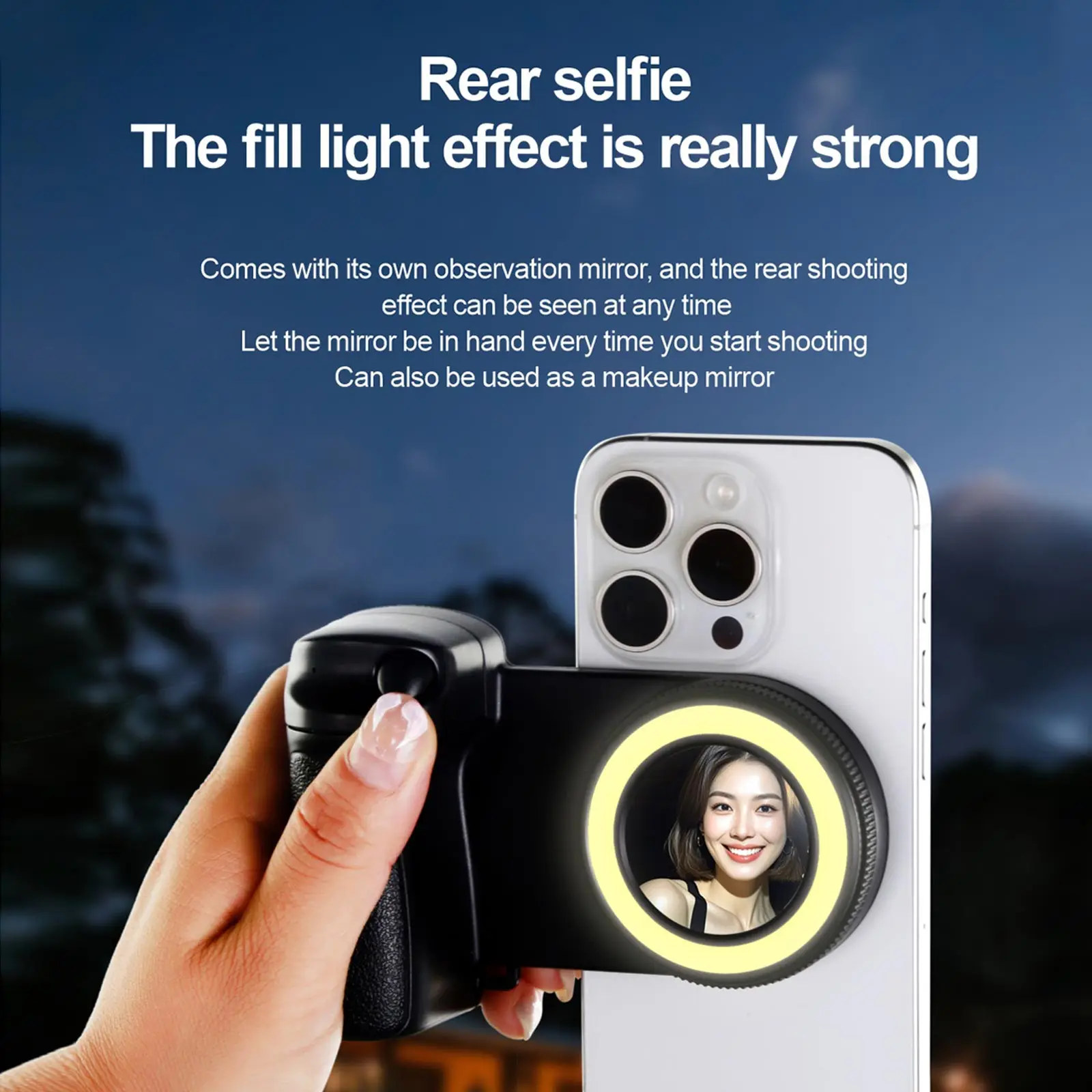 Magnetic Phone CapGrip w/ Fill Light Lamp Hand Grip Handheld Selfie Booster w/ Bluetooth Remote Control Shutter for ios Android