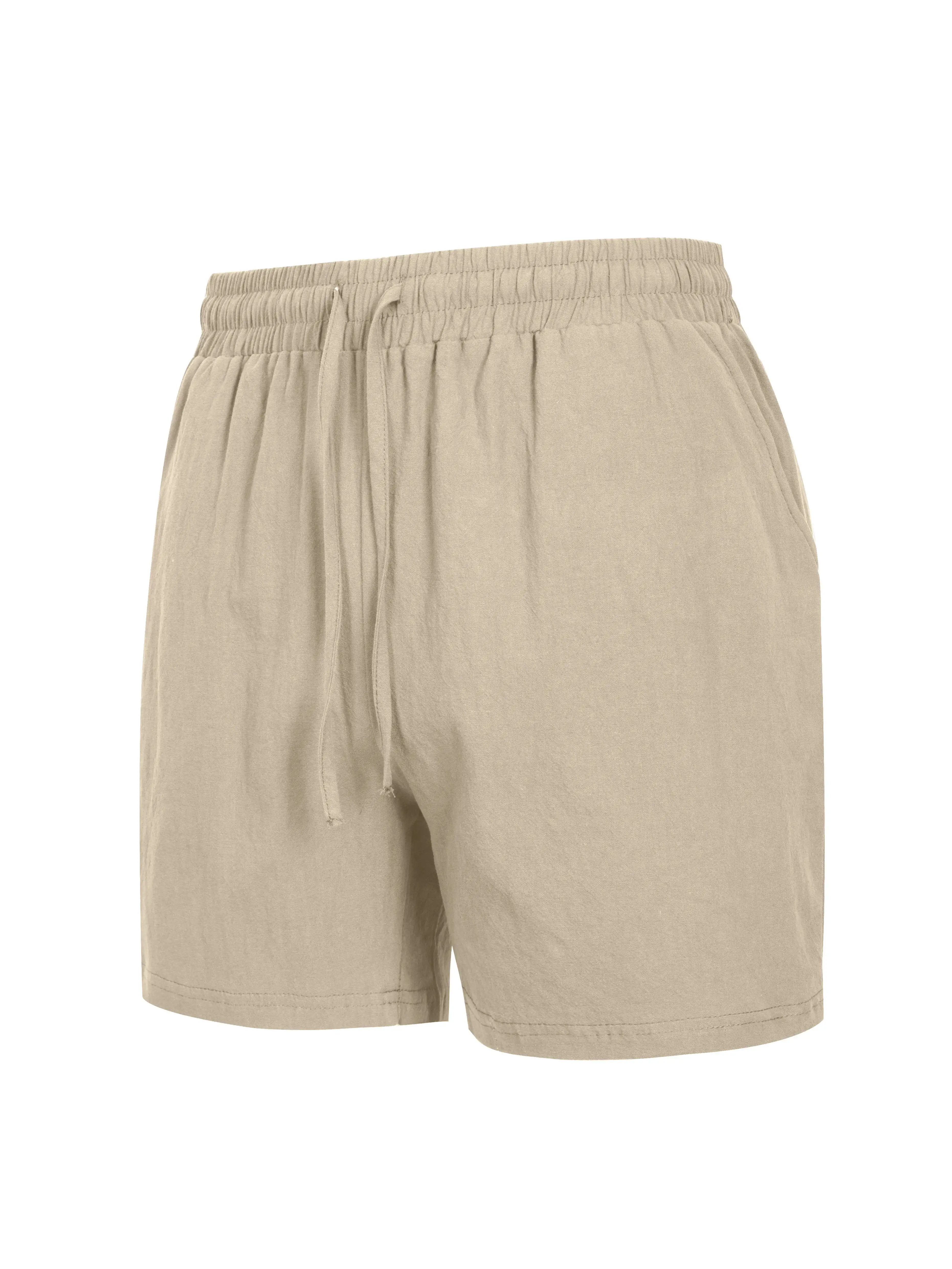 Nouveaux hommes coton couleur unie plage court été pantalon léger en plein air mâle grand respirant Sport Shorts Fitness Streetwear