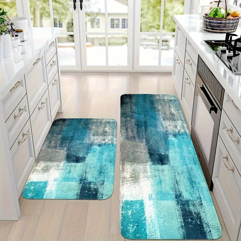Three-Piece Flannel Mat Set Featuring European-Style Artwork, Ideal for The Kitchen. These Soft, Comfortable, And Easy-To-Clean Non-Slip Mats Are Perfect for The Laundry Room, Entryway, Living Room, Dining Room