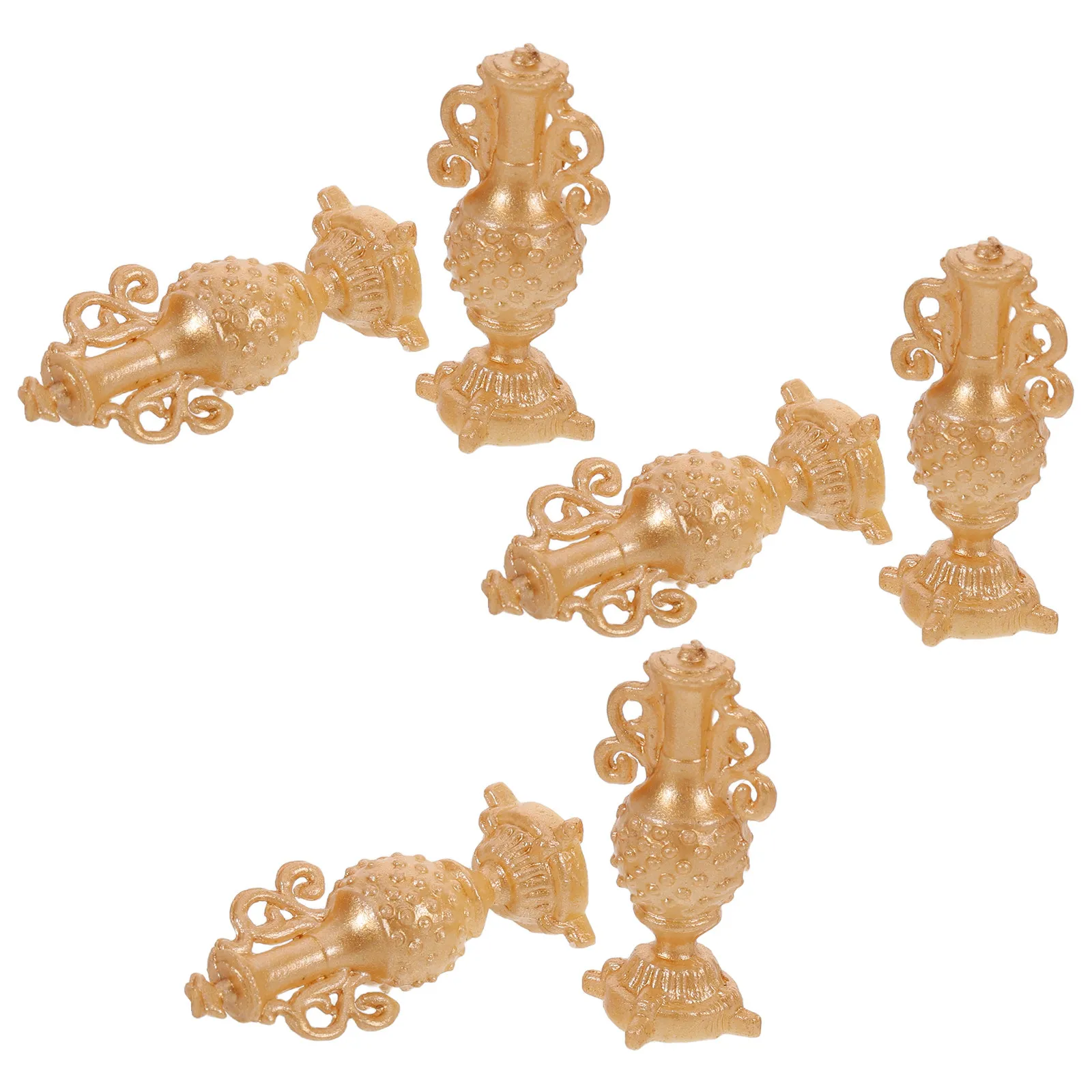 

6Pcs Tiny Bottle Vase Miniature European Design Golden Finish Home Decor for Fairy Garden Diorama Craft Sand Table Display Setup