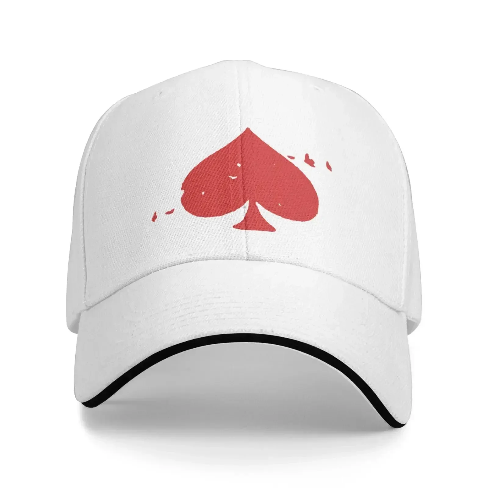 Red Poker Hat Baseball Cap Duck Tongue Cap Adult Sandwich Hat Skull Cap White