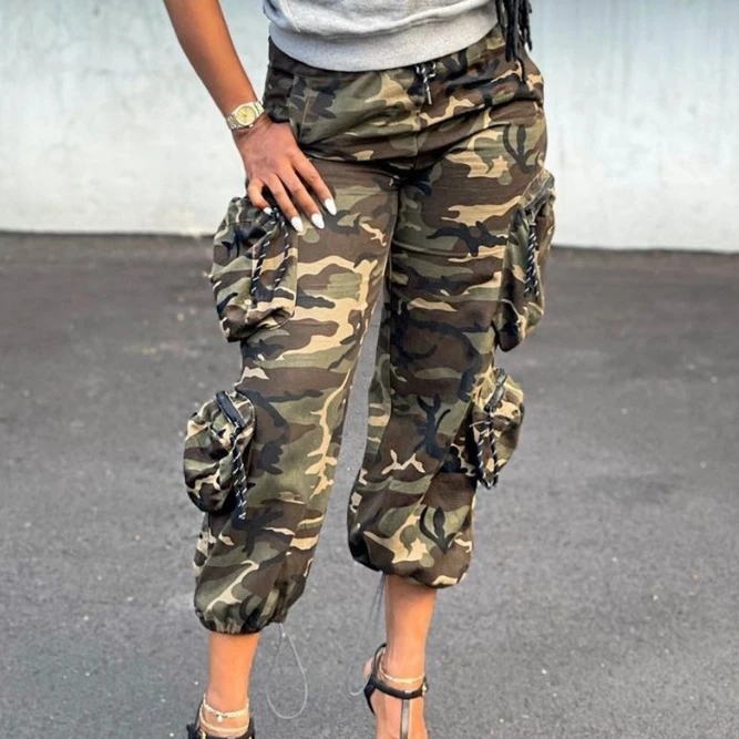 

Hot Selling for Women 2024 Long Pants Spring Summer Loose Fitting Camo Casual Temperament Commuting Work Bag Pants