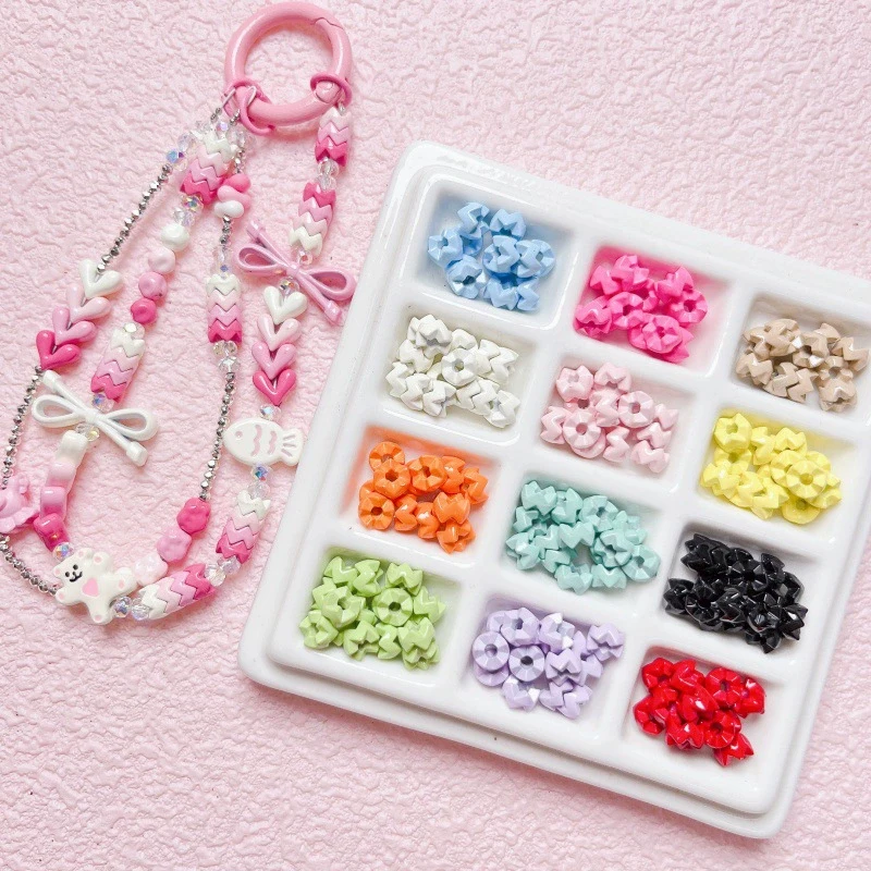 Dopamine Paint Pasted and Spliced Straight Hole Beads DIY Mobile Phone Chain Keychain Material Accessories Crafts Loose Beads