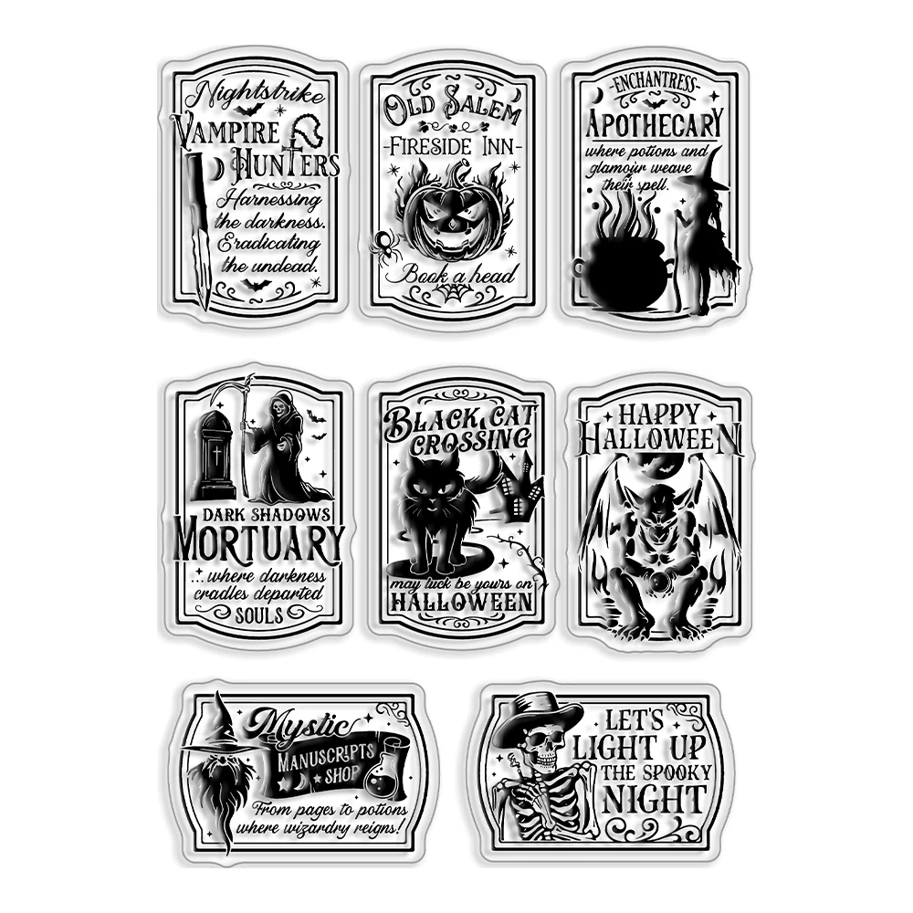 Mangocraft Halloween Witch Pumpkin Vintage Clear Stamps DIY Scrapbooking Supplies Silicone Stamps For Card Making Paper Albums