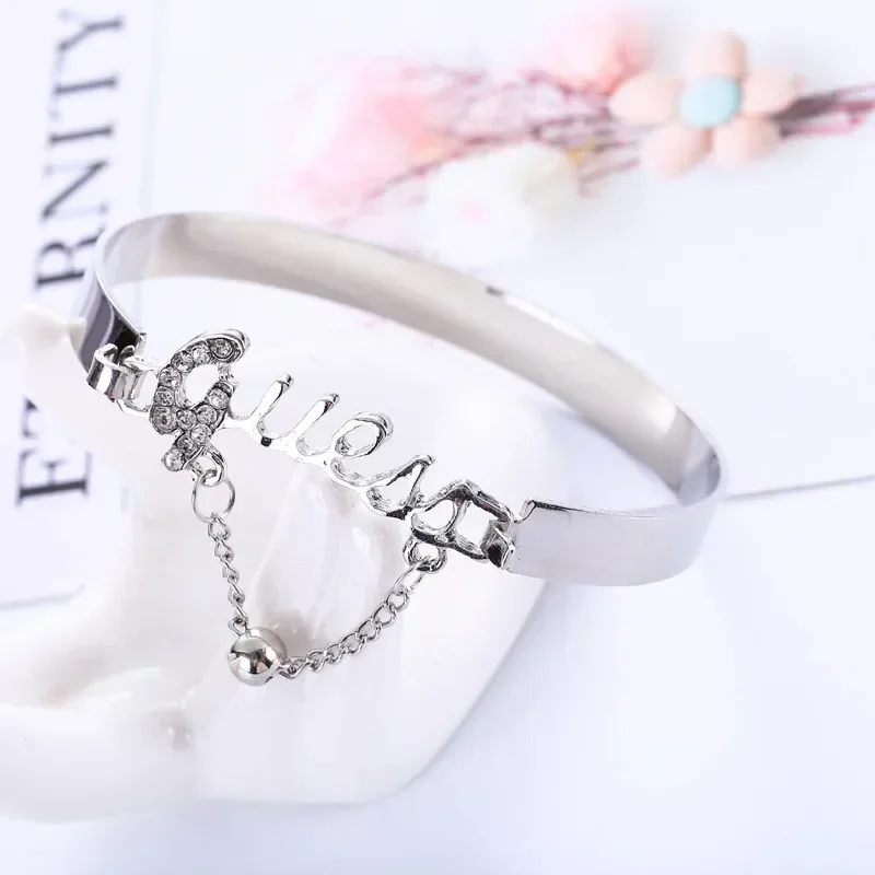 세련된 라인 석 영어 편지 팔찌 절묘한 여성의 사랑 핸드 체인 실버 골드 컬러 쥬얼리 여자 선물 Dropshipping