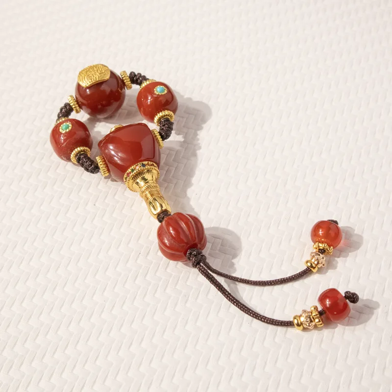 Red Agate - Universal Shaft , Spacer Three-Way Versatile Set, Star Moon Bodhi Vajra 108 Beads Top Waist Bead