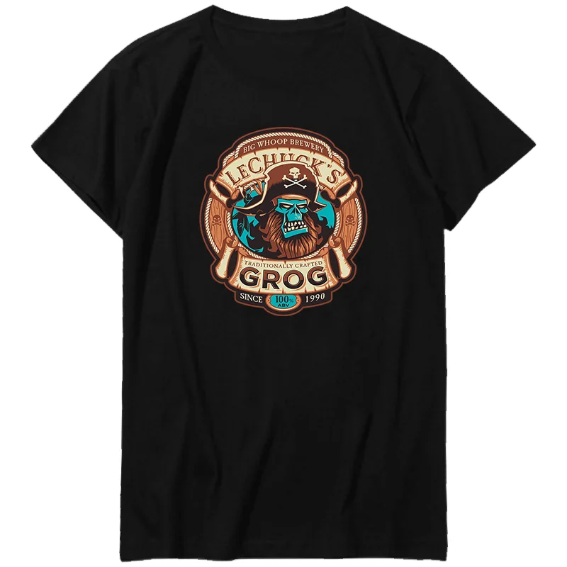 

Grog Ghost Pirate Monkey Island Lechuck's Brewery Classic Graphic T Shirts Cotton Short Sleeve t-shirts Summer Men's Clothing