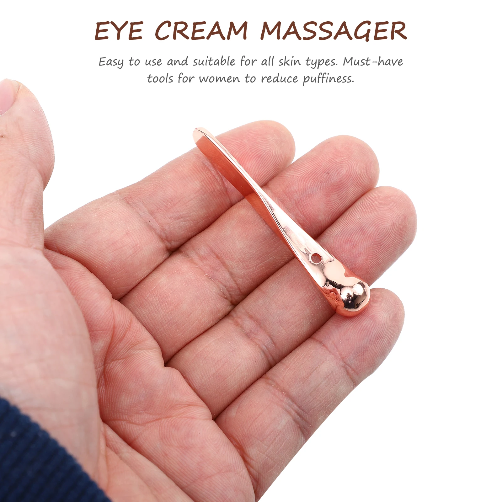 

3 Pcs Zinc Alloy Eye Cream W Mask Scoop Facial Beauty Tool Makeup Spatula Roller Massager Cooling Effect