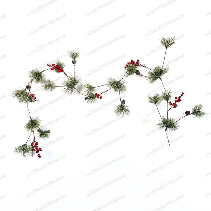 Christmas Flowers Pine Needles Rattan Bells Red Fruit Ornaments Wreaths, Holiday Home Dining Table Pendants Cedar view 5