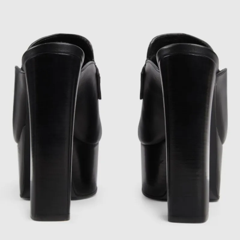 DIZHUANG Sexy women's high-heeled slippers. Black slippers. About 18cm heel height. Closed toe slippers. Fashion show casual