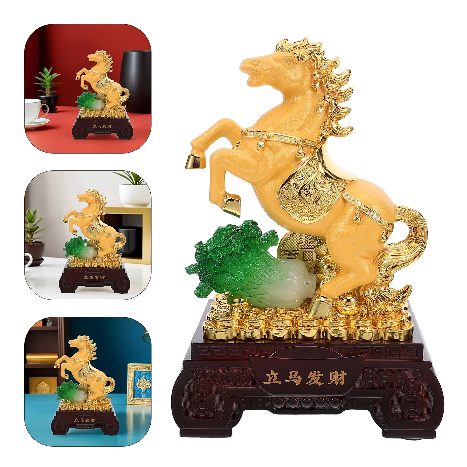 

Chinese Zodiac Horse Feng Shui Sculpture Resin Running Horse Statue Wealth Ornament New Year 2026 Fortune Decor