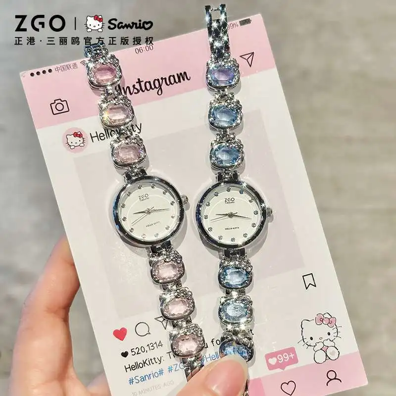 

Оригинальные часы Hello Kitty для женщин, роскошные темпераментные кварцевые часы-браслет с маленьким циферблатом, подарок для подруги, наручные часы Sanrio