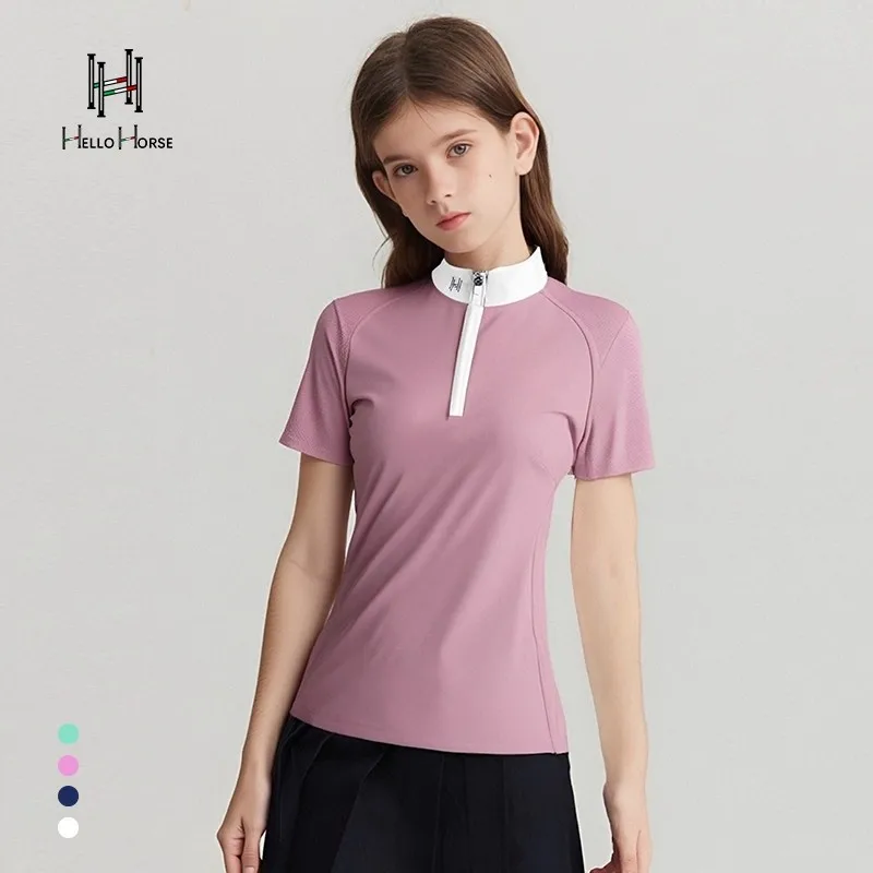 Hellohorse Equestrian Rider Short Sleeve Breathable Slim Fit Casual Girl's New Equestrian T-shirt