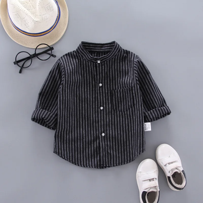 IENENS Kids Baby Cotton Clothing Boys Tops Shirts Casual Striped Blouse Infant Toddler Long Sleeve Fashion Shirt 1-5 Years