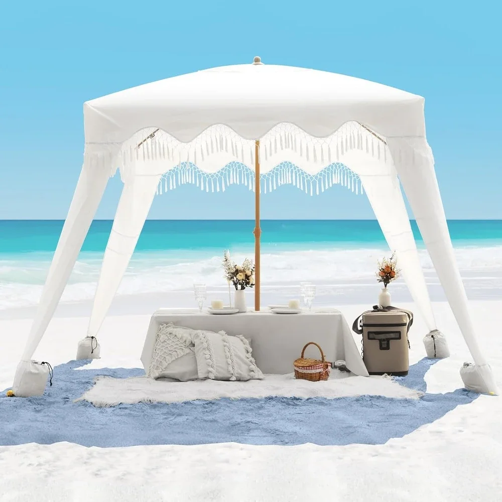 

6 x 6 Ft Beach Canopy Portable, Easy Set Up Beach Shelter, Included Side Wall, UPF 50+ UV Protection Sun Umbrella