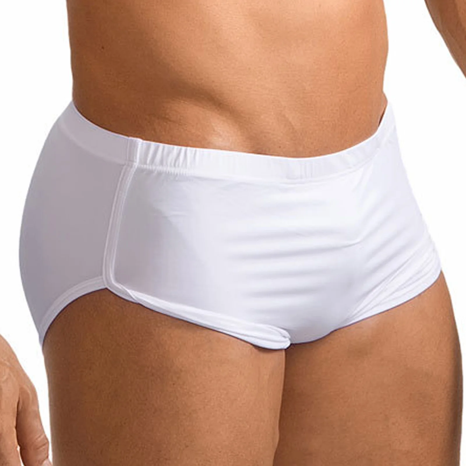 

Men Boxer Briefs Sides Split Press Button Crotch Panties Elastic Waistband Quick Dry Athletic Shorts Gym Fitness Swimming Trunks