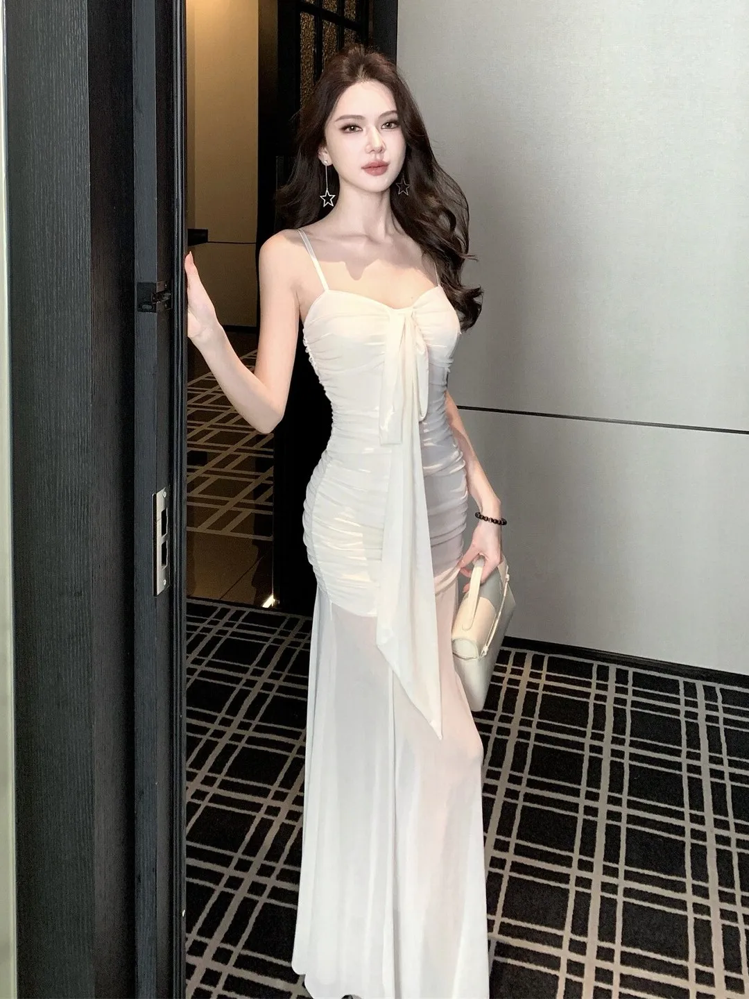 

Сексуальное облегающее длинное платье Pure Desire без бретелек в стиле Хепберн, с завышенной талией, из смесового хлопка, без рукавов, летнее