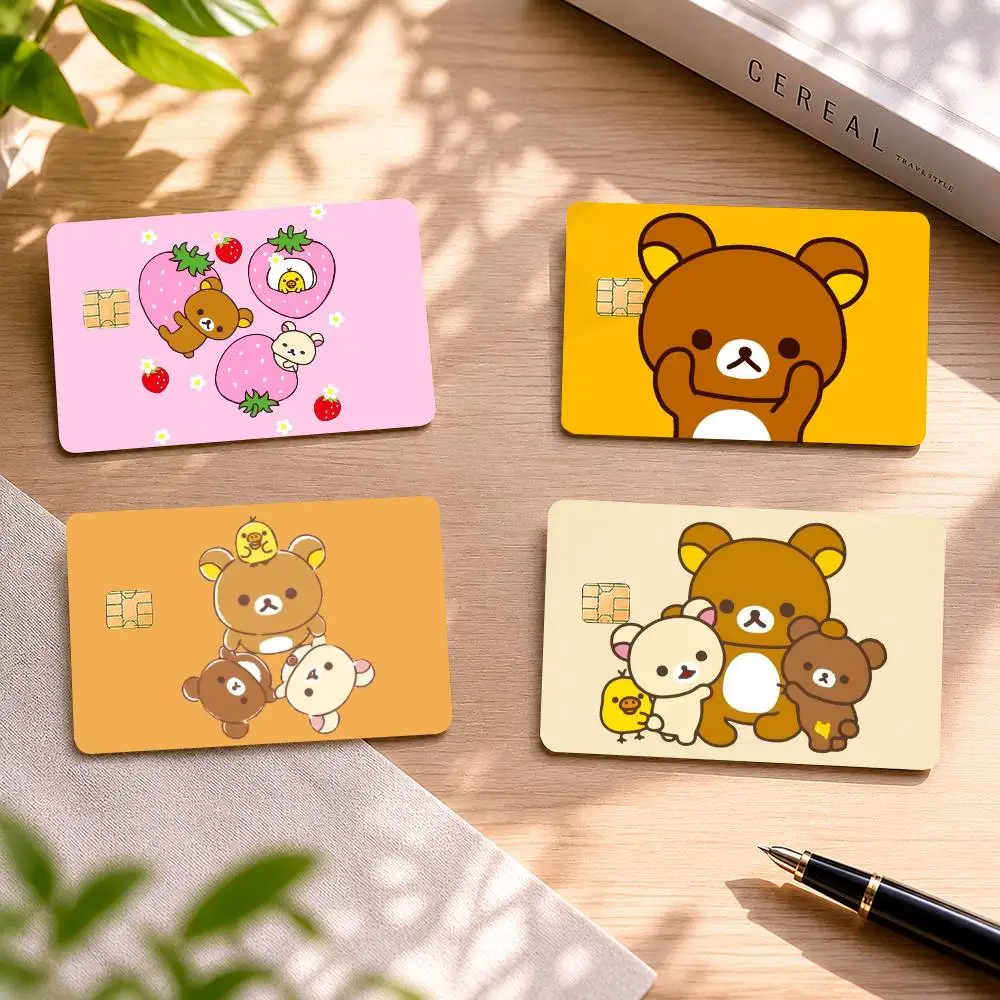 

Cute Rilakkuma White Brown Bear 4pcs 1Set Film Skin for Debit Credit Bank Visa Card Decal Cover