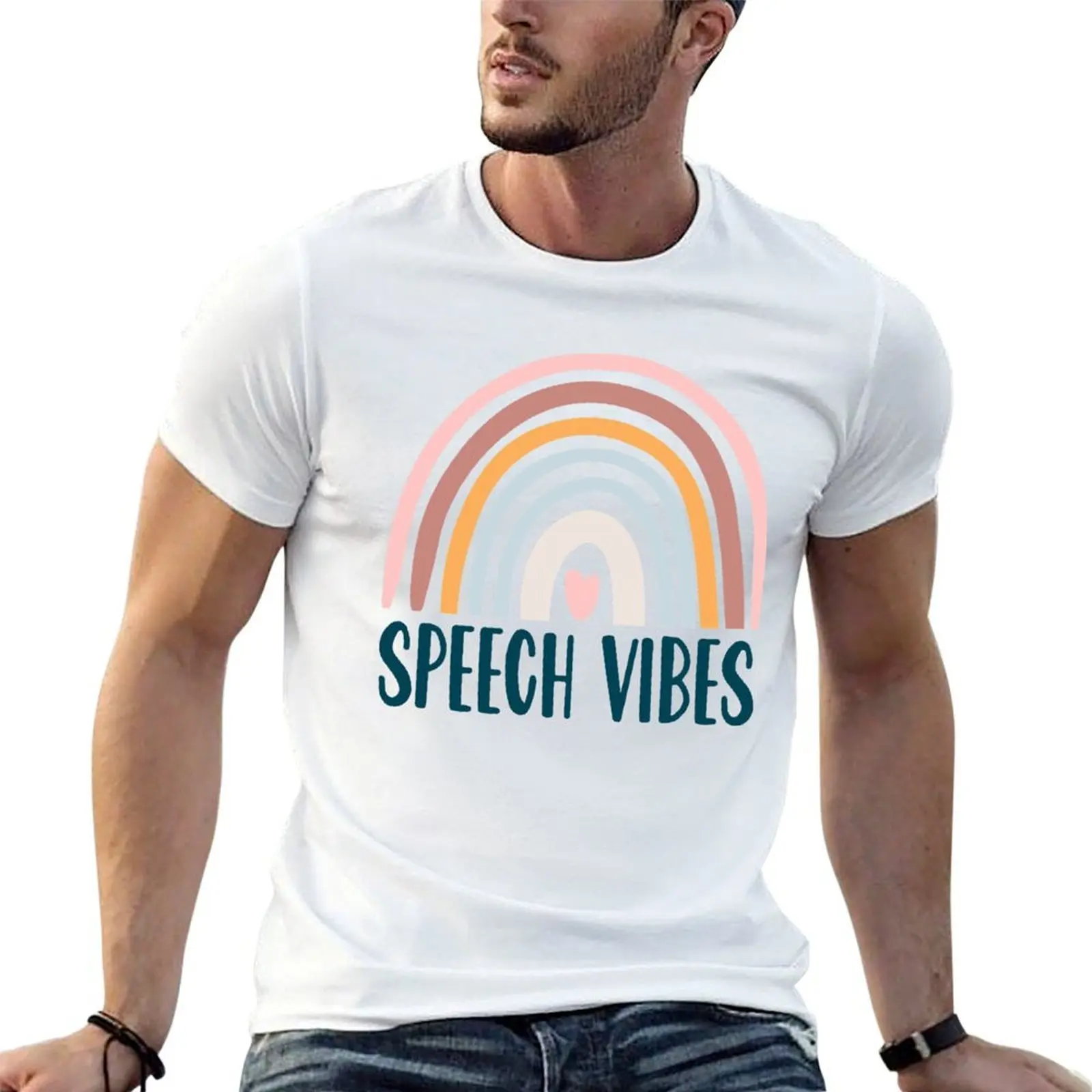 Speech Vibes Speech Language Pathologist Speechie Boho Rainbow Retro T-Shirt