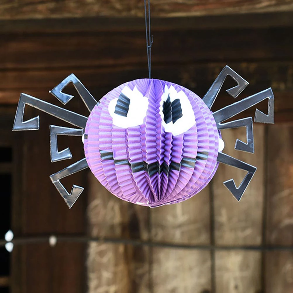 

9 Pcs Halloween Lantern Pumpkin Paper Bat Lanterns Hanging Three-dimensional Spider