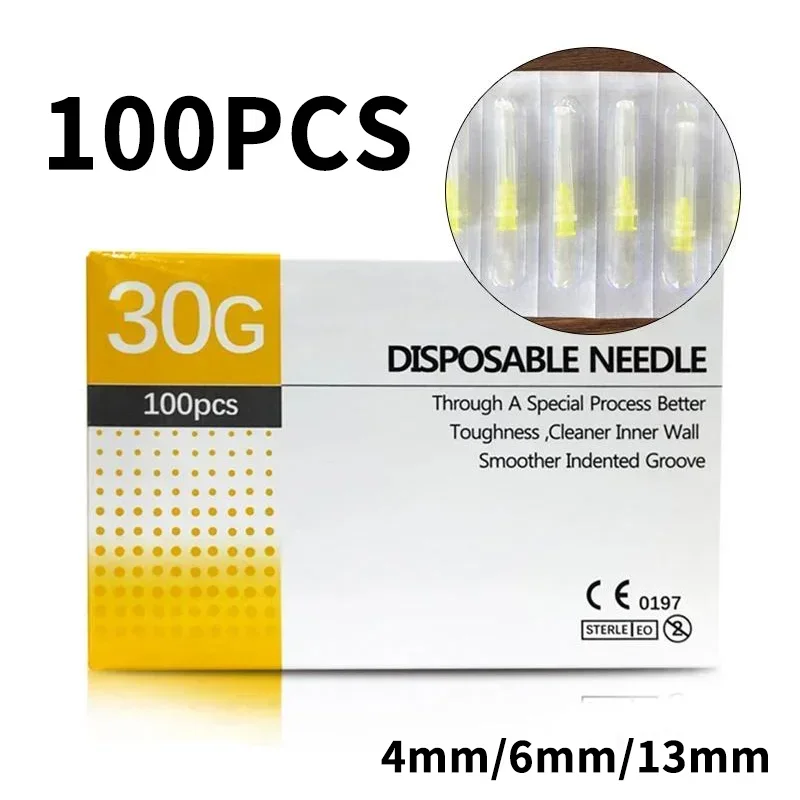 

100PCS 30G Painless Needle Beauty Ultrafine 4/6/13mm Piercing Transparent Syringe Injection Glue Clear Tip Cap Pharmaceutical