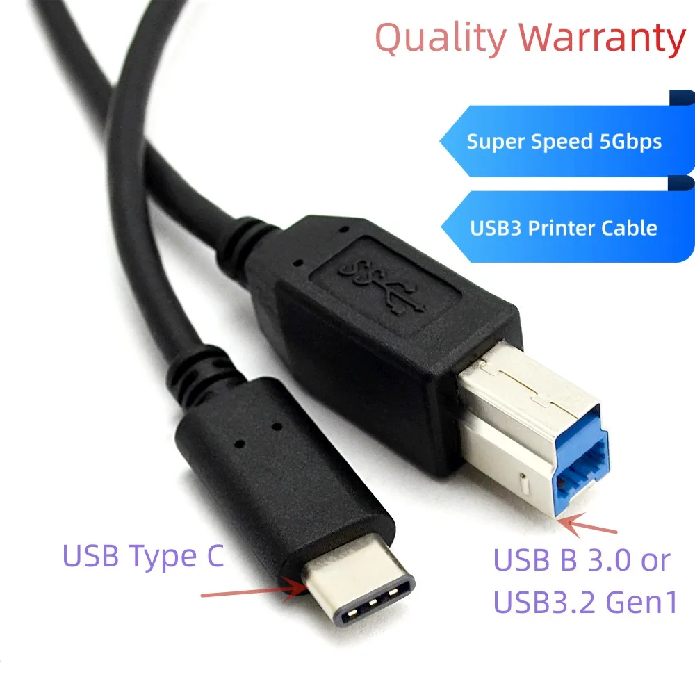 2M 6ft USB Type C to USB3.0 Type B Printer Cable Data Printer USB Cable for Mac Pro Dell Cell Phone & HP Printer Hard Disk