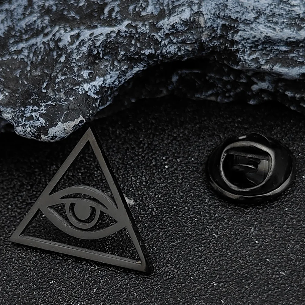 Simple Triangle Evil Eye Brooch Stainless Steel Jewelry Suitable For Suit Shirt Accessories Badge Pins Men Gifts Wholesale