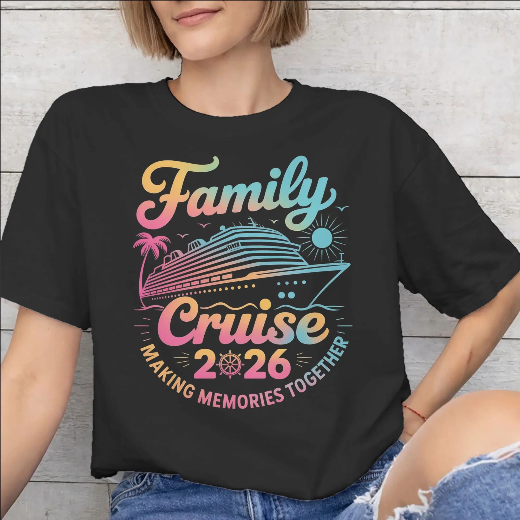 Printed Family Cruise 2026  T Shirt for Men Women Making Memories Together Cotton Tee Shirt Short Sleeve Clothes
