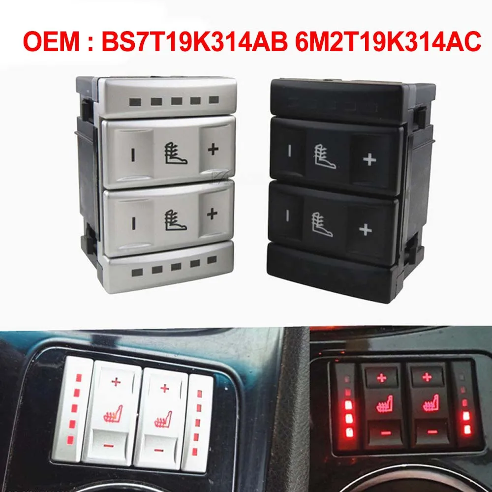 

Car Seat Heating Button Control Switch Silver Black For Ford S-MAX Galaxy MK3 Mondeo MK4 2006-2015 BS7T19K314AB 6M2T19K314AC